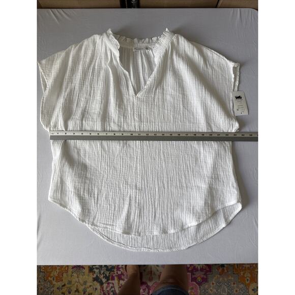 89th & Madison NWT Women’s L Boho Chic Waffle White Blouse Clean White Beach - Picture 6 of 11